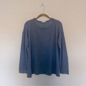 Blue Lightweight Sweater Boxy Waist Cut